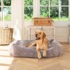 Calming Anti-Anxiety Fawn Faux Fur Box Bed With Removable Covers by Lords & Labradors