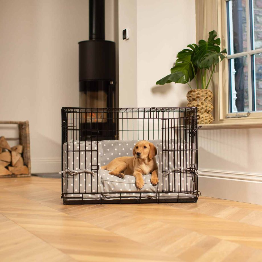 Dog Crate Bumper in Grey Spot by Lords & Labradors