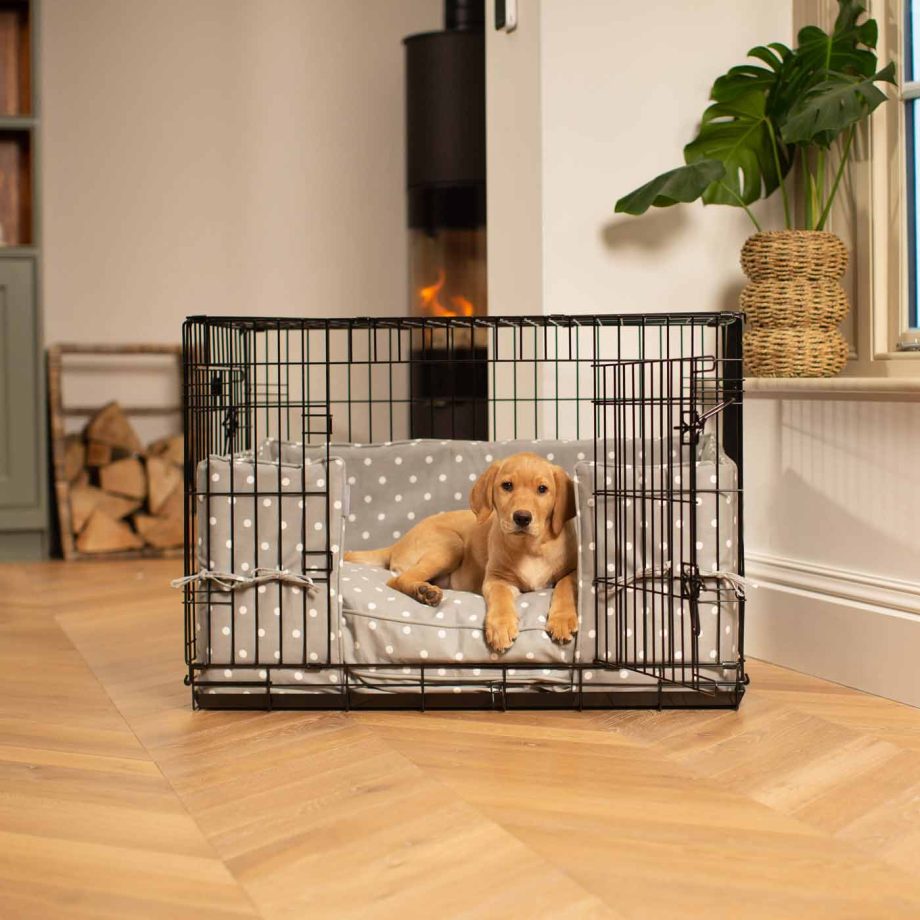 Dog Crate Bumper in Grey Spot by Lords & Labradors