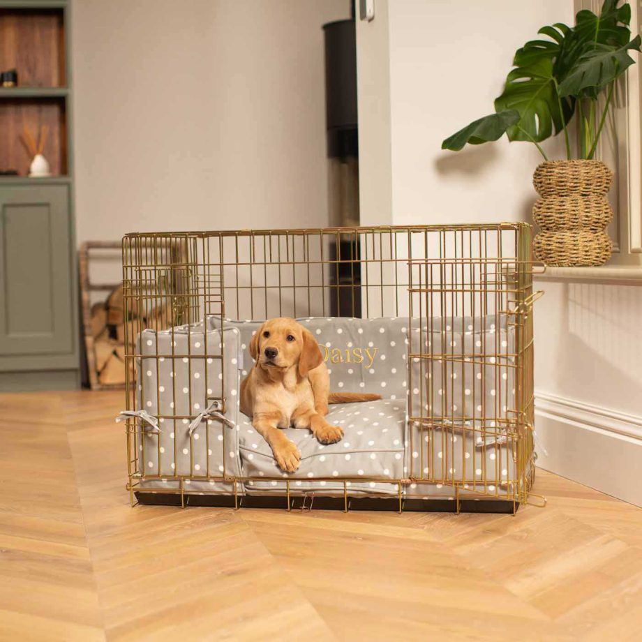 Dog Crate Bumper in Grey Spot by Lords & Labradors