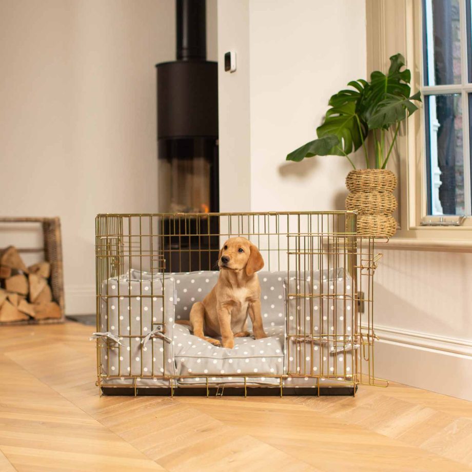 Dog Crate Bumper in Grey Spot by Lords & Labradors