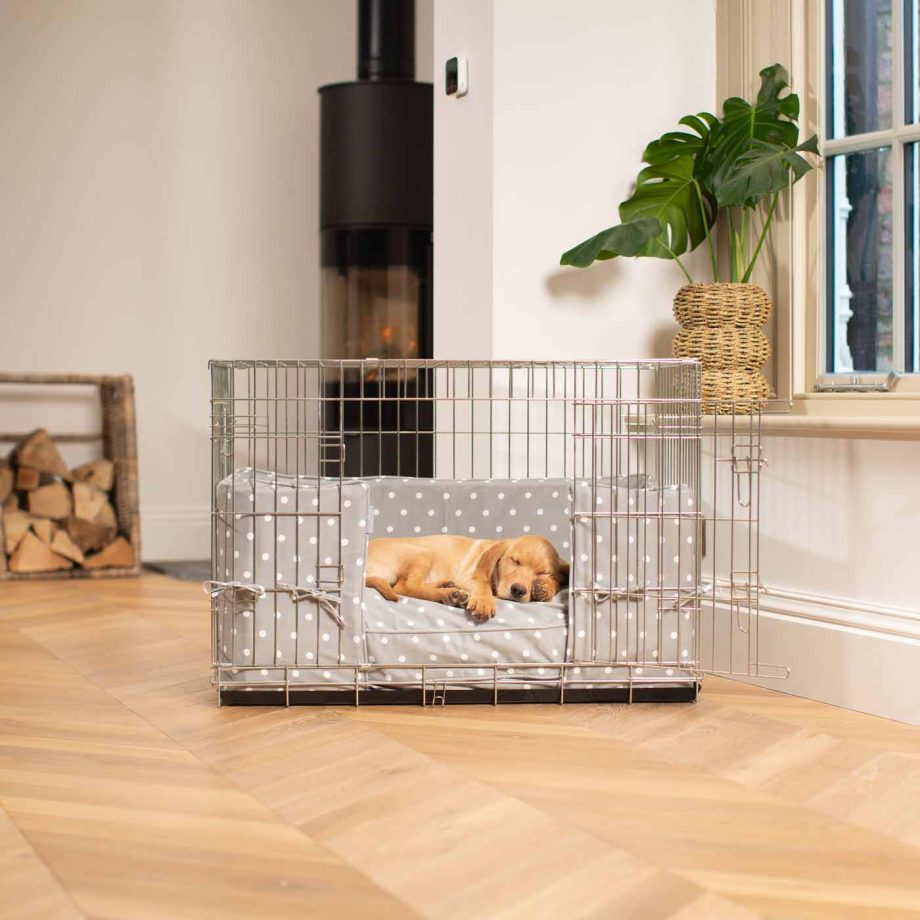 Dog Crate Bumper in Grey Spot by Lords & Labradors