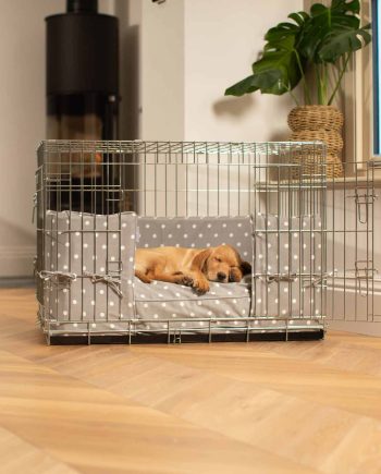 Dog Crate Bumper in Grey Spot by Lords & Labradors