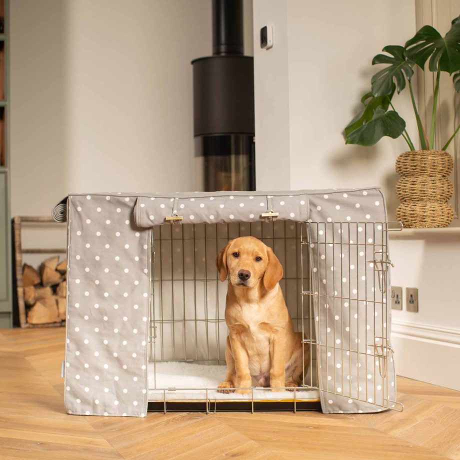Dog Crate Cover in Grey Spot by Lords & Labradors