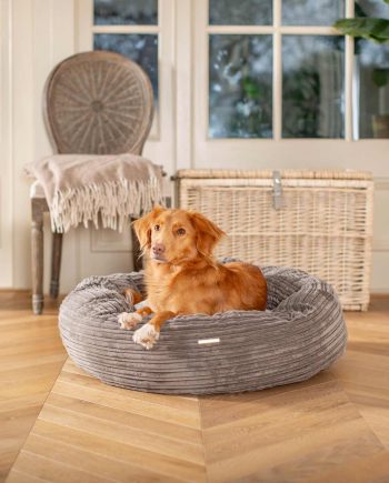 Donut Bed With Removable Covers in Dark Grey Essentials Plush by Lords & Labradors