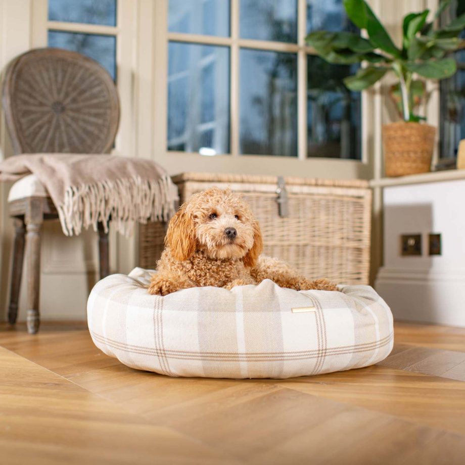 Donut Bed With Removable Covers in Balmoral Natural Tweed by Lords & Labradors