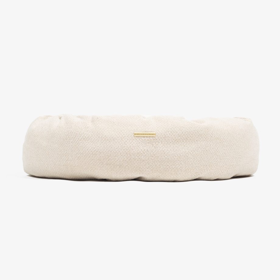 Donut Bed With Removable Covers in Natural Herringbone Tweed by Lords & Labradors