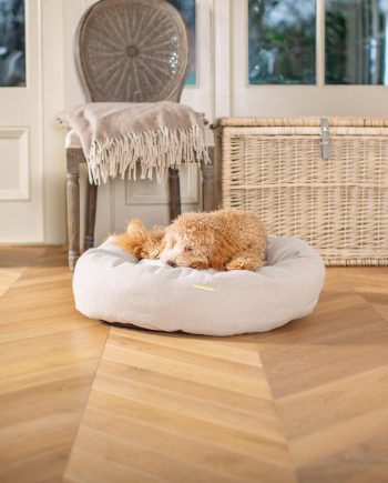 Donut Bed With Removable Covers in Natural Herringbone Tweed by Lords & Labradors