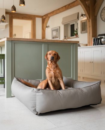 Box Bed With Removable Covers in Rhino Tough Camel Faux Leather by Lords & Labradors