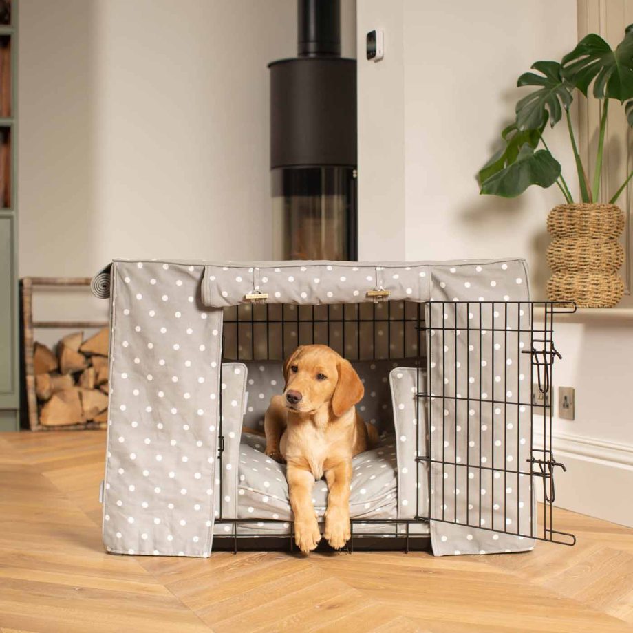 Dog Crate Set in Grey Spot by Lords & Labradors