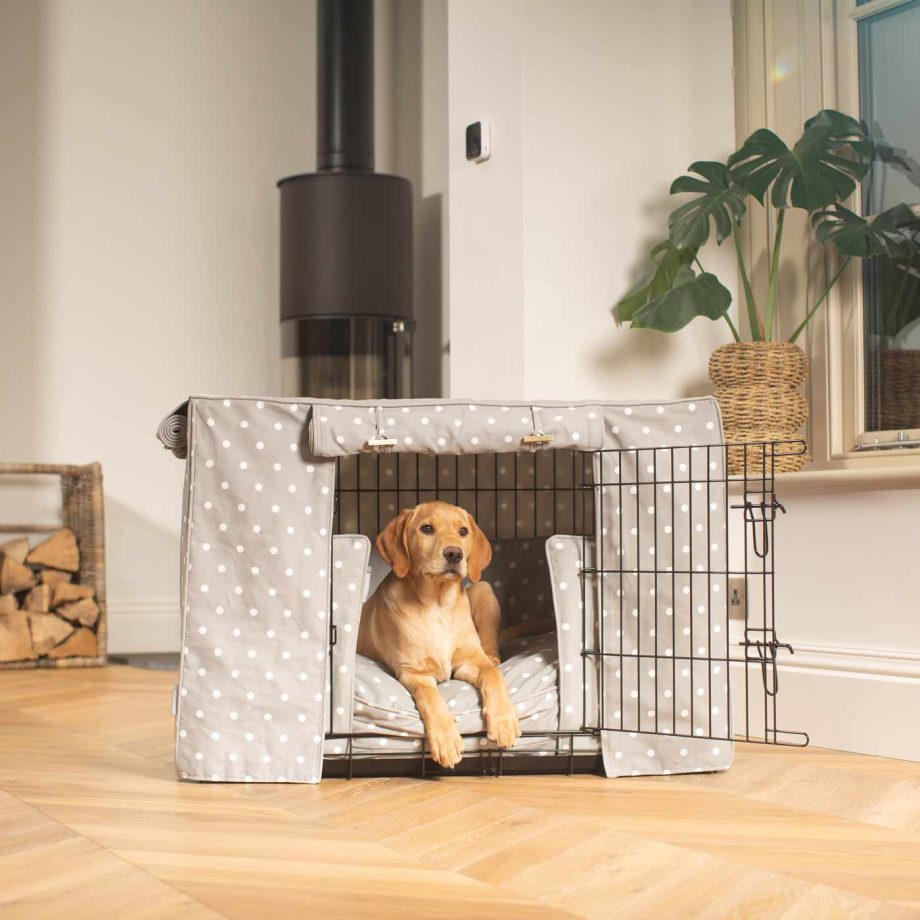 Dog Crate Set in Grey Spot by Lords & Labradors