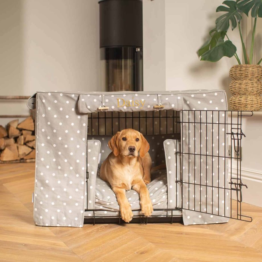 Dog Crate Set in Grey Spot by Lords & Labradors