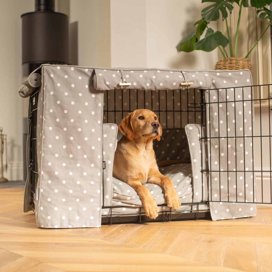 Dog Crate Set in Grey Spot by Lords & Labradors