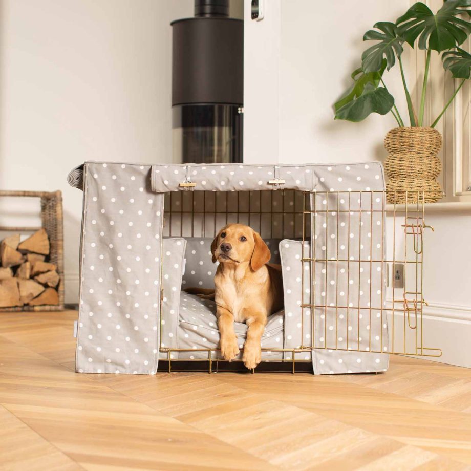 Dog Crate Set in Grey Spot by Lords & Labradors