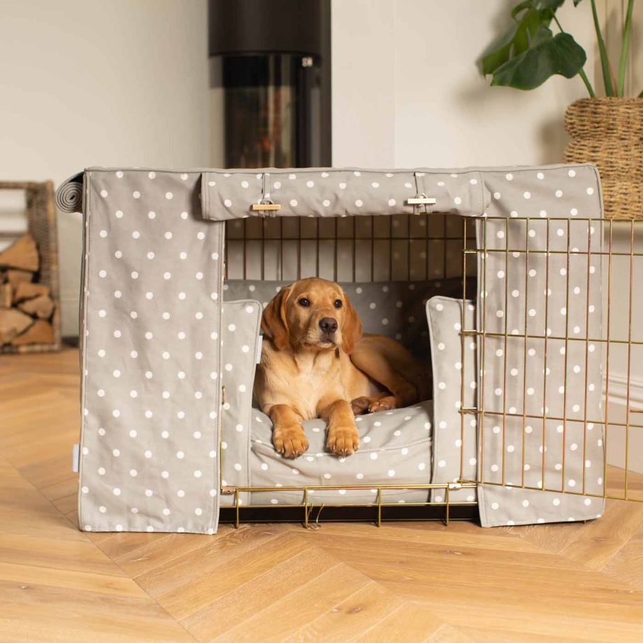 Dog Crate Set in Grey Spot by Lords & Labradors