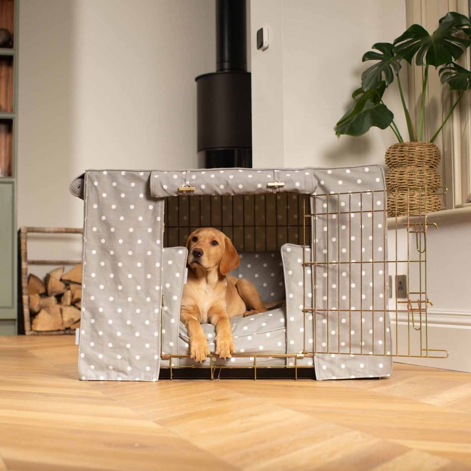 Dog Crate Set in Grey Spot by Lords & Labradors