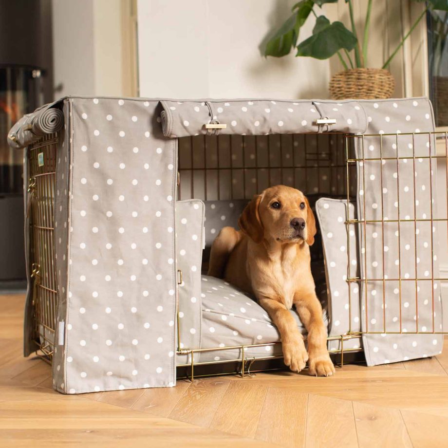 Dog Crate Set in Grey Spot by Lords & Labradors