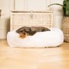 Calming Anti-Anxiety Donut Bed With Removable Covers in Cream Faux Fur by Lords & Labradors