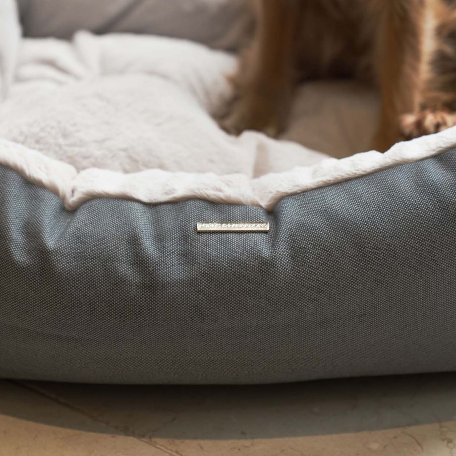 Essentials Twill Box Bed in Slate by Lords & Labradors