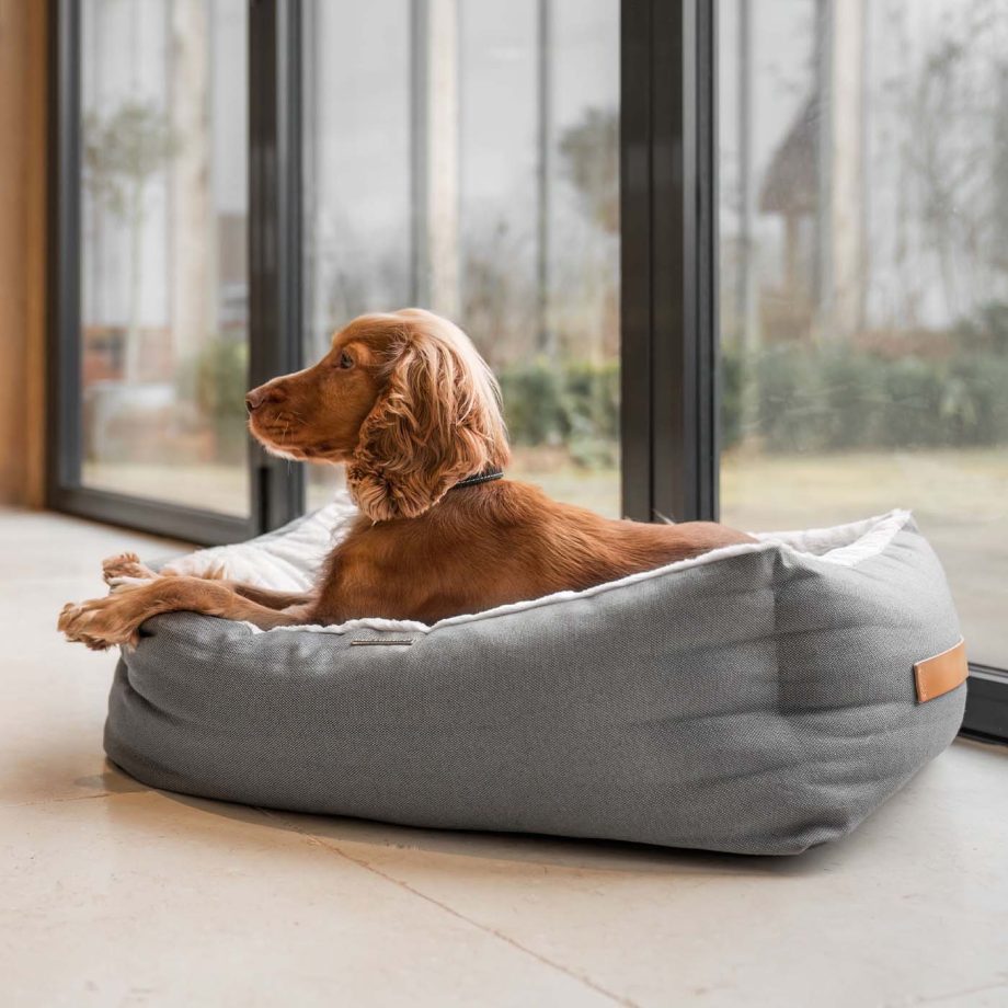 Essentials Twill Box Bed in Slate by Lords & Labradors