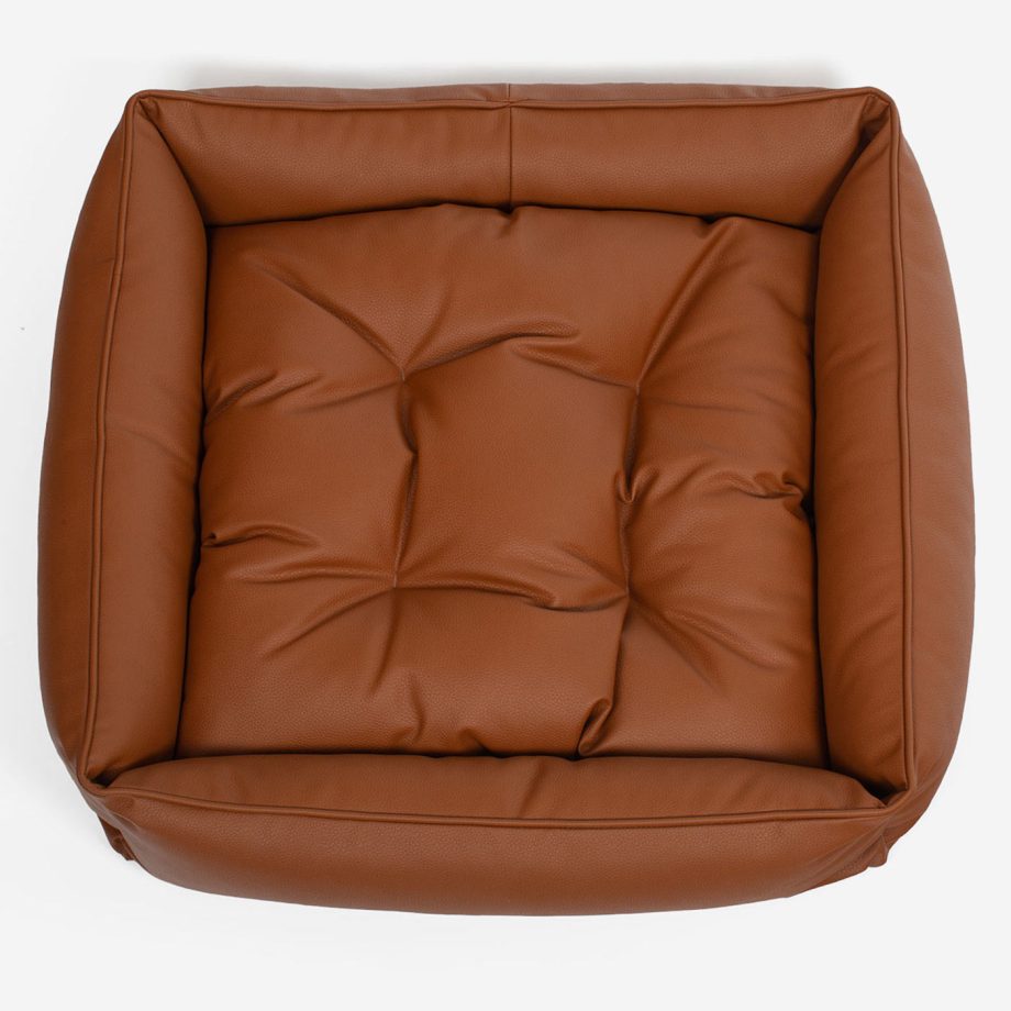 Box Bed With Removable Covers in Rhino Tough Ember Faux Leather by Lords & Labradors