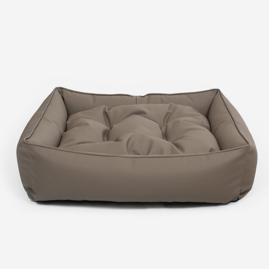 Box Bed With Removable Covers in Rhino Tough Camel Faux Leather by Lords & Labradors