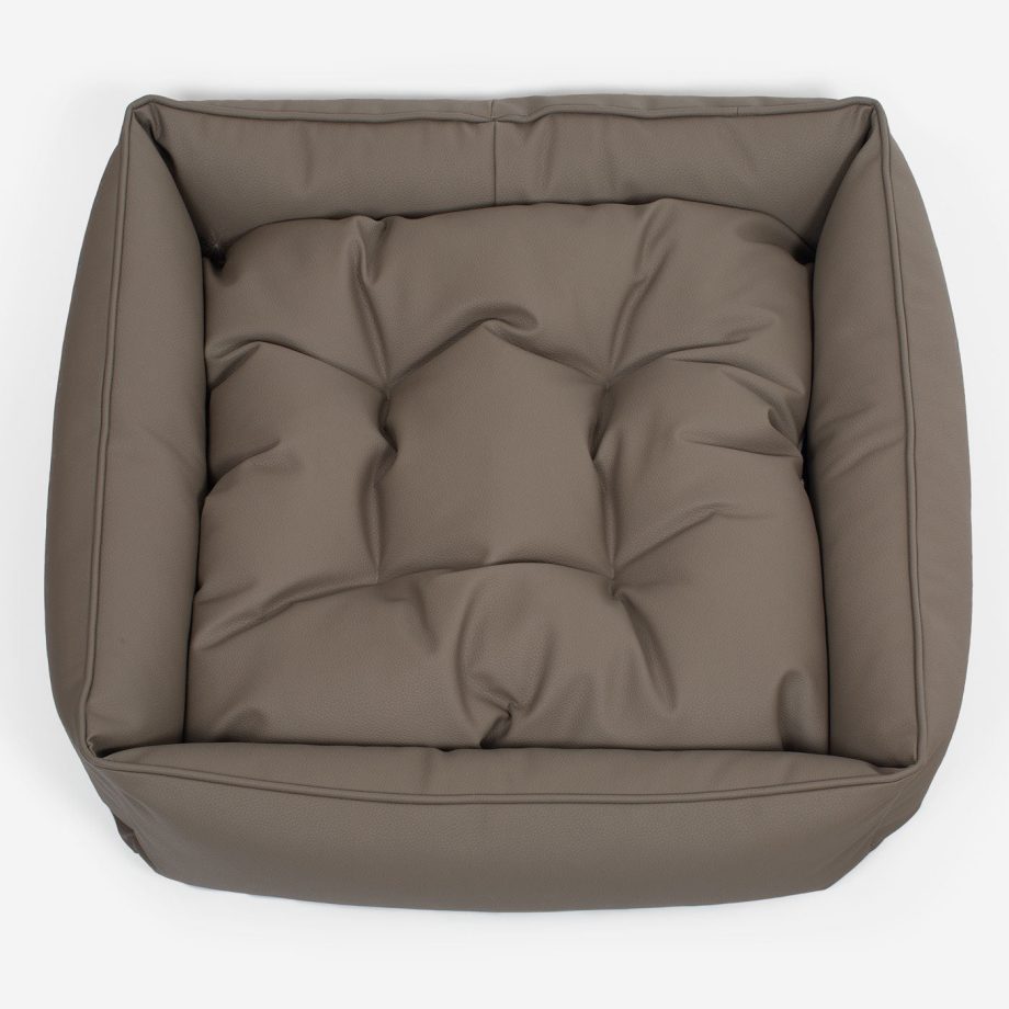 Box Bed With Removable Covers in Rhino Tough Camel Faux Leather by Lords & Labradors