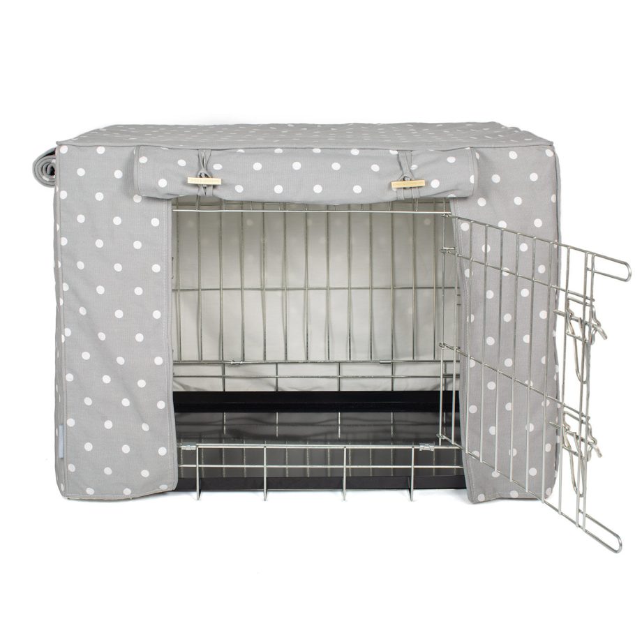 Dog Crate Cover in Grey Spot by Lords & Labradors